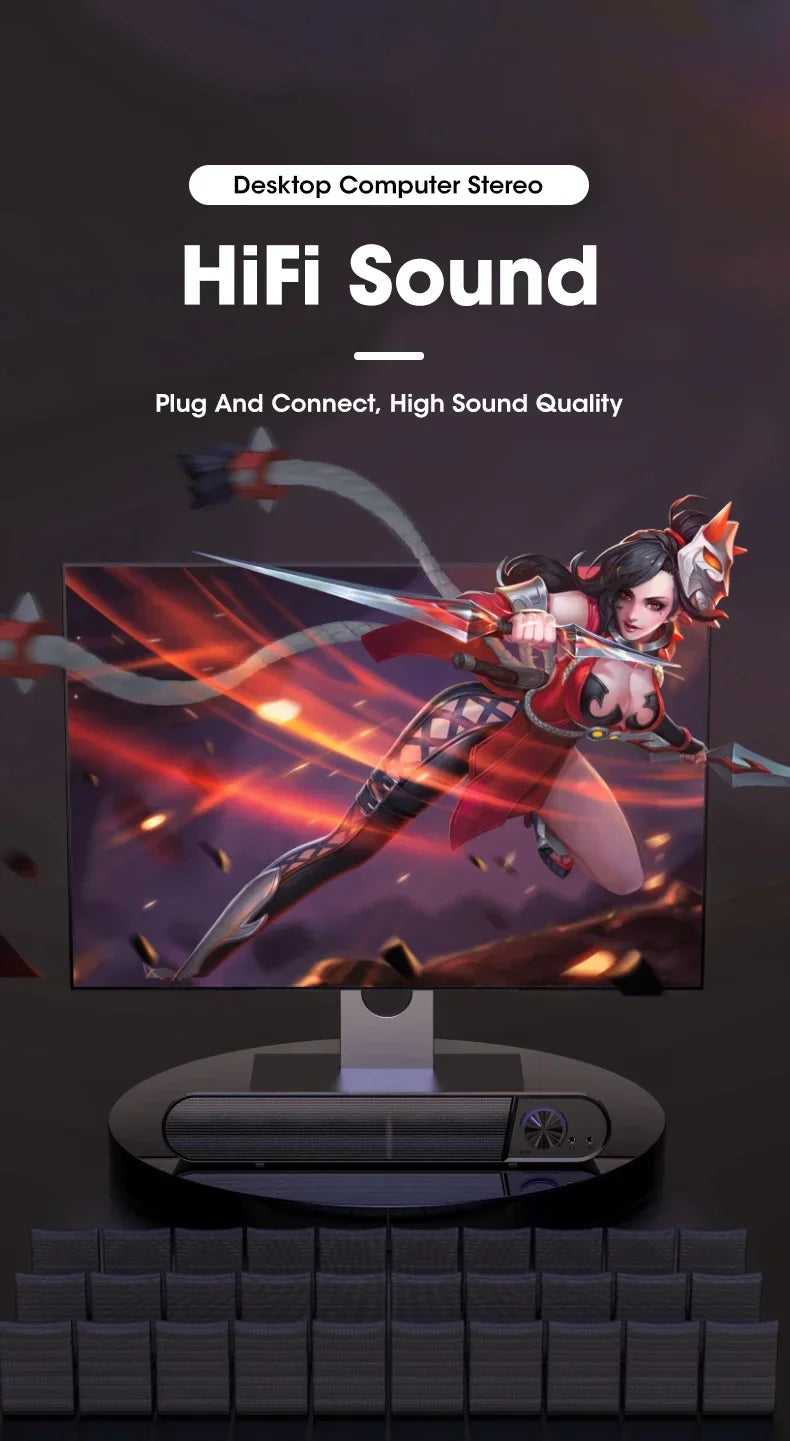 Hot Sale Computer Speakers Sound Box USB Wired High Quality Subwoofer Sound Bar for Tv PC Laptop Phone MP4 Reg Led Light