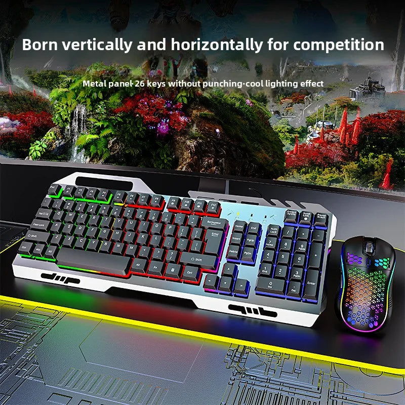 K320 wired gaming keyboard and mouse suit for business office and e-sports games