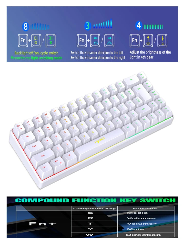 Keyboard and mouse combo backlight kit gamer white key board offers combo computer wired keyboards mouses home office teclado