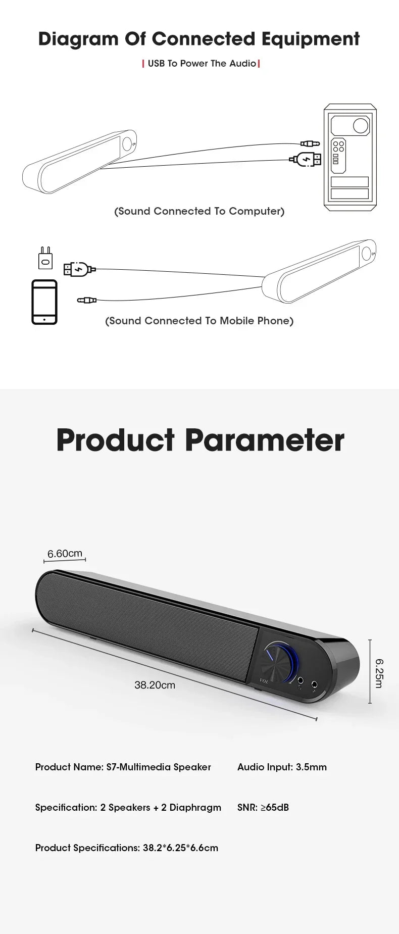 Hot Sale Computer Speakers Sound Box USB Wired High Quality Subwoofer Sound Bar for Tv PC Laptop Phone MP4 Reg Led Light