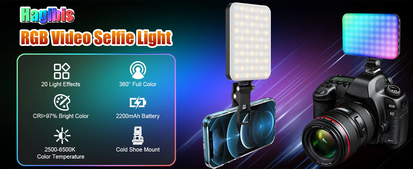 108 LED RGB Camera Light Full Color Output Video Light Kit Dimmable 2500K-9000K Bi-Color Panel Light CRI 95+ Rechargeable
