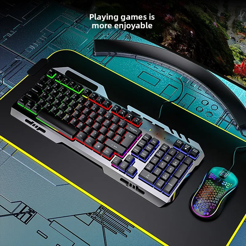 K320 wired gaming keyboard and mouse suit for business office and e-sports games