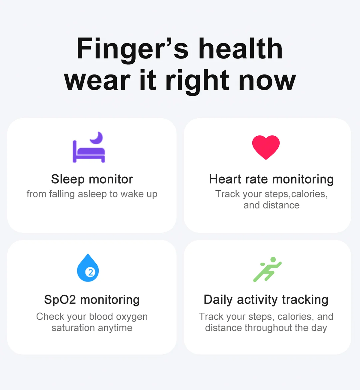 Smart Ring Multi-sports Modes Pedometer Fitness Tracker Health Monitoring IP68 Waterproof Military Grade Smart Ring
