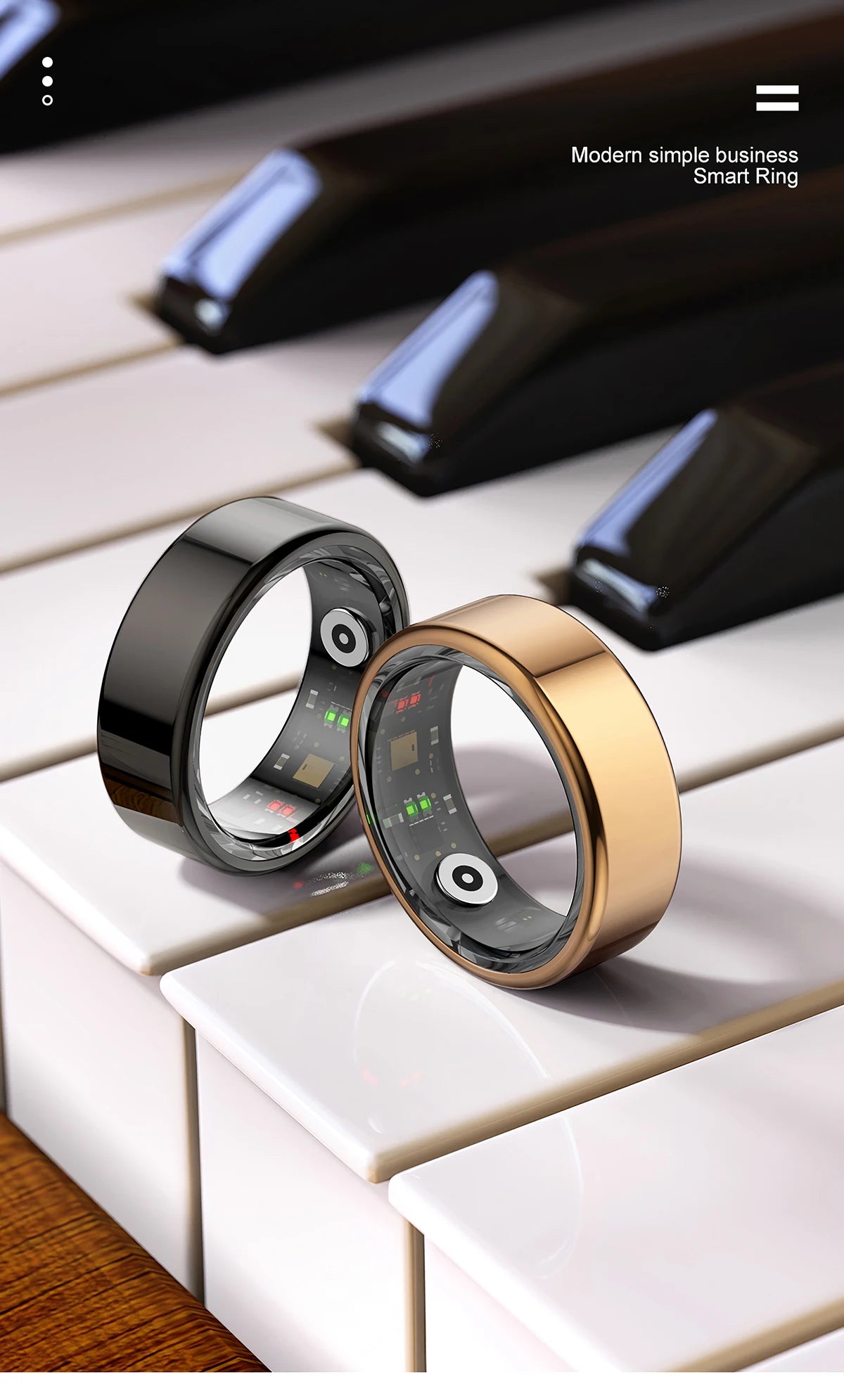Smart Ring Multi-sports Modes Pedometer Fitness Tracker Health Monitoring IP68 Waterproof Military Grade Smart Ring