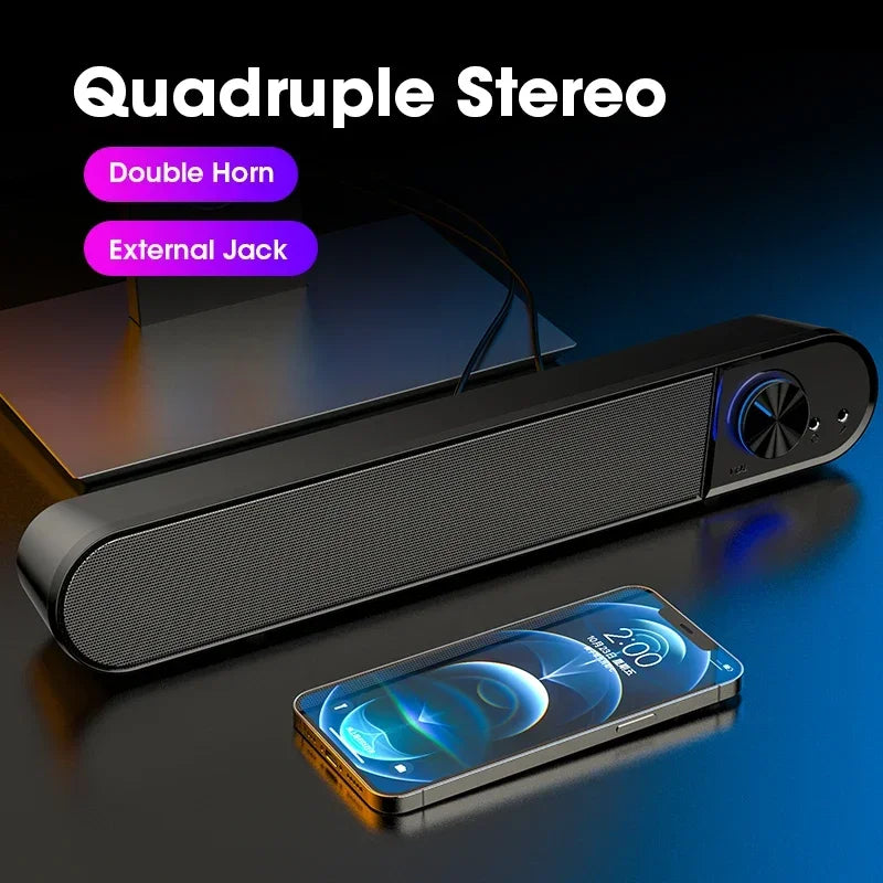 Hot Sale Computer Speakers Sound Box USB Wired High Quality Subwoofer Sound Bar for Tv PC Laptop Phone MP4 Reg Led Light