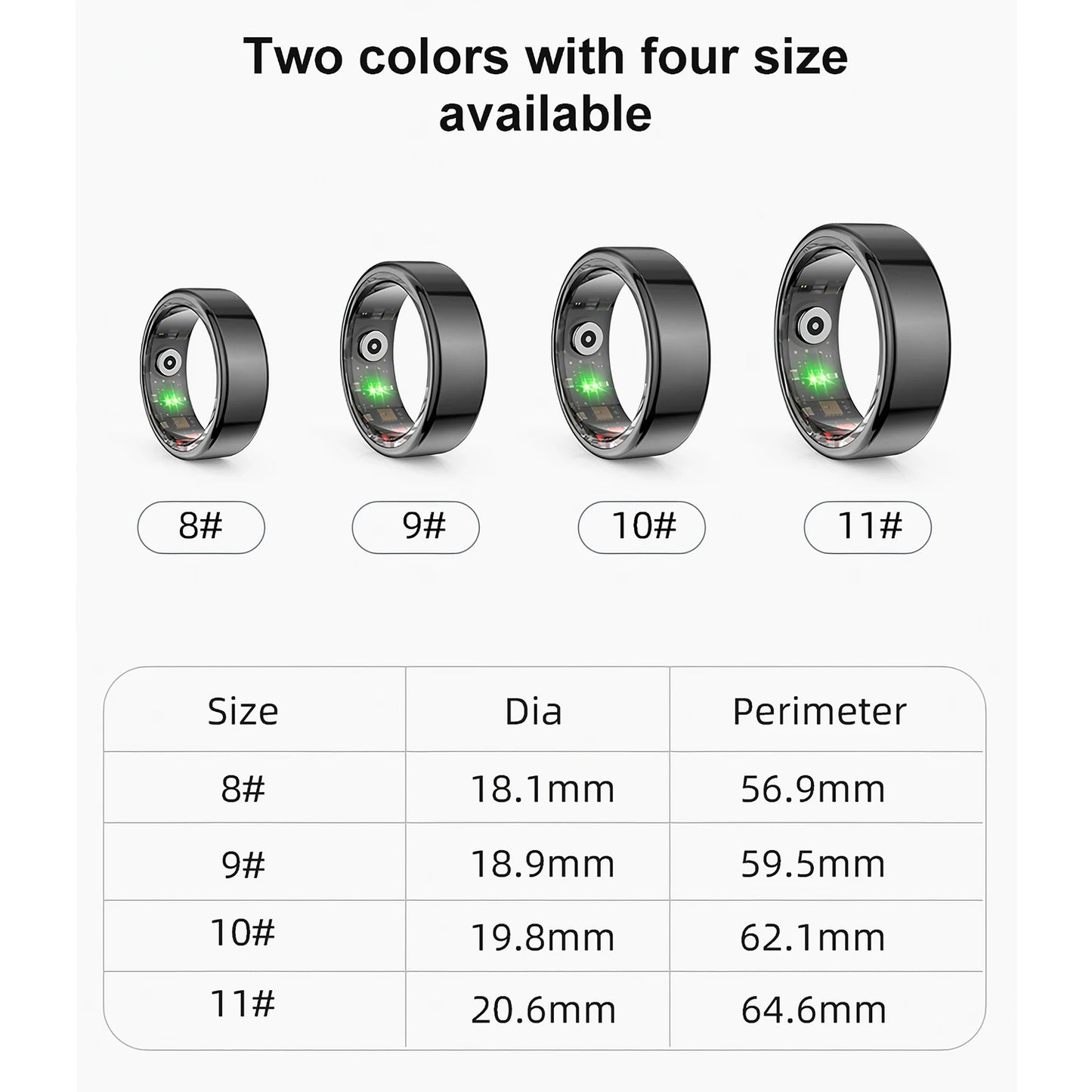 Smart Ring Multi-sports Modes Pedometer Fitness Tracker Health Monitoring IP68 Waterproof Military Grade Smart Ring