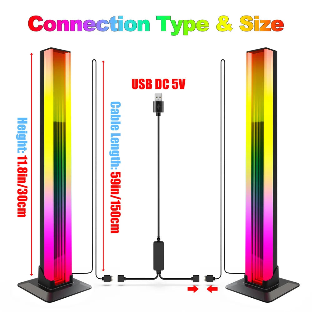 RGB LED Light A Pair Room Decor Abyss Lamp Bluetooth Ambient Night Light Desktop Mood Lighting for TV PC Gaming Christmas Gift
