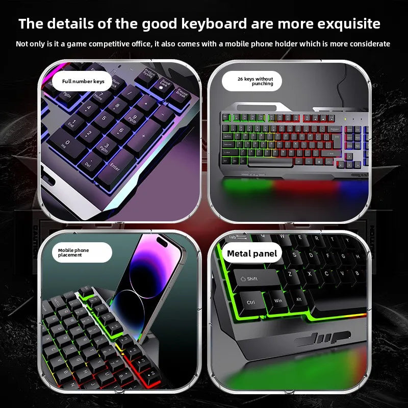 K320 wired gaming keyboard and mouse suit for business office and e-sports games