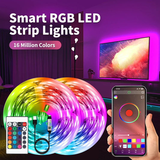 RGB LED Strip Lights,Smart,Wireless,Music Sync Color Changing, Indoor/Outdoor Decor for Bedroom,Kitchen,Party, and More USB Powe
