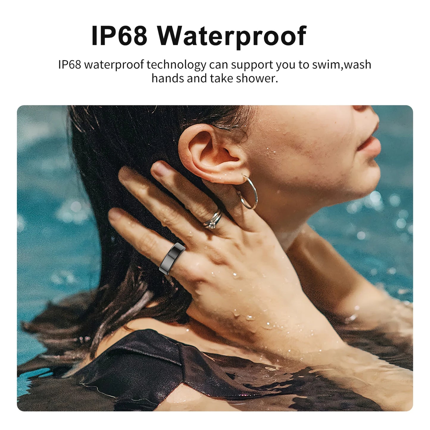 Smart Ring Multi-sports Modes Pedometer Fitness Tracker Health Monitoring IP68 Waterproof Military Grade Smart Ring