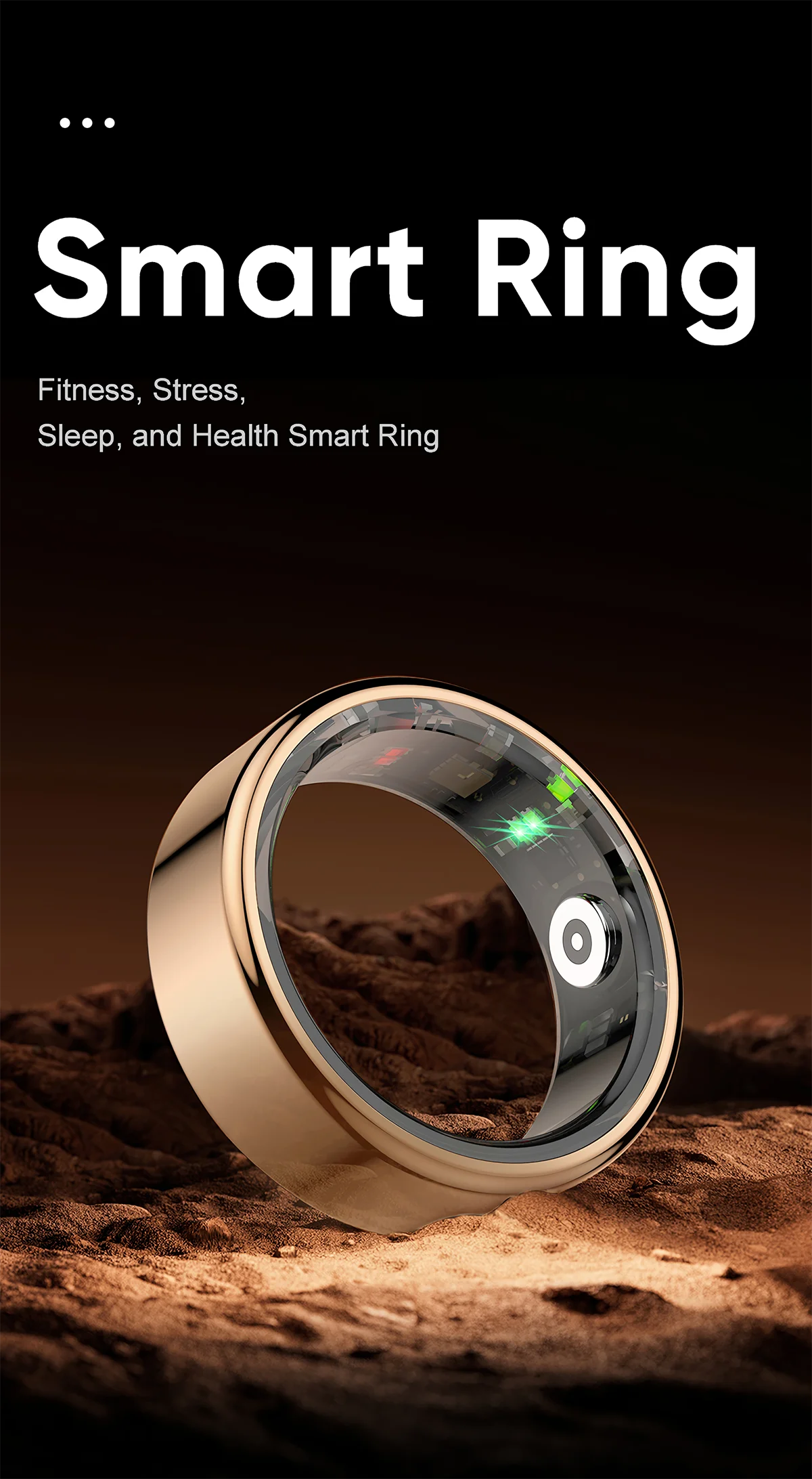 Smart Ring Multi-sports Modes Pedometer Fitness Tracker Health Monitoring IP68 Waterproof Military Grade Smart Ring