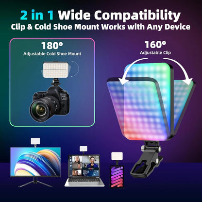 108 LED RGB Camera Light Full Color Output Video Light Kit Dimmable 2500K-9000K Bi-Color Panel Light CRI 95+ Rechargeable