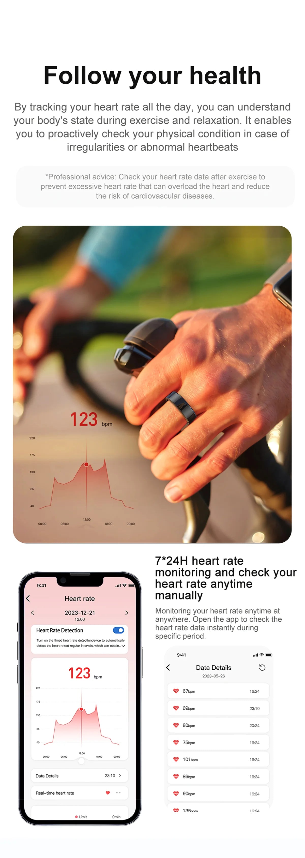 Smart Ring Multi-sports Modes Pedometer Fitness Tracker Health Monitoring IP68 Waterproof Military Grade Smart Ring
