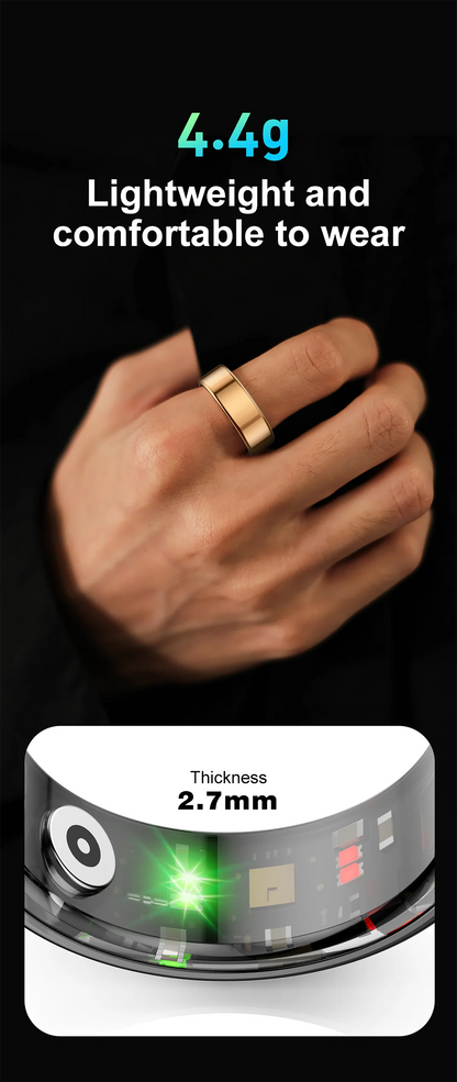 Smart Ring Multi-sports Modes Pedometer Fitness Tracker Health Monitoring IP68 Waterproof Military Grade Smart Ring