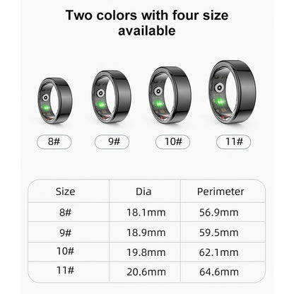 Smart Ring Multi-sports Modes Pedometer Fitness Tracker Health Monitoring IP68 Waterproof Military Grade Smart Ring
